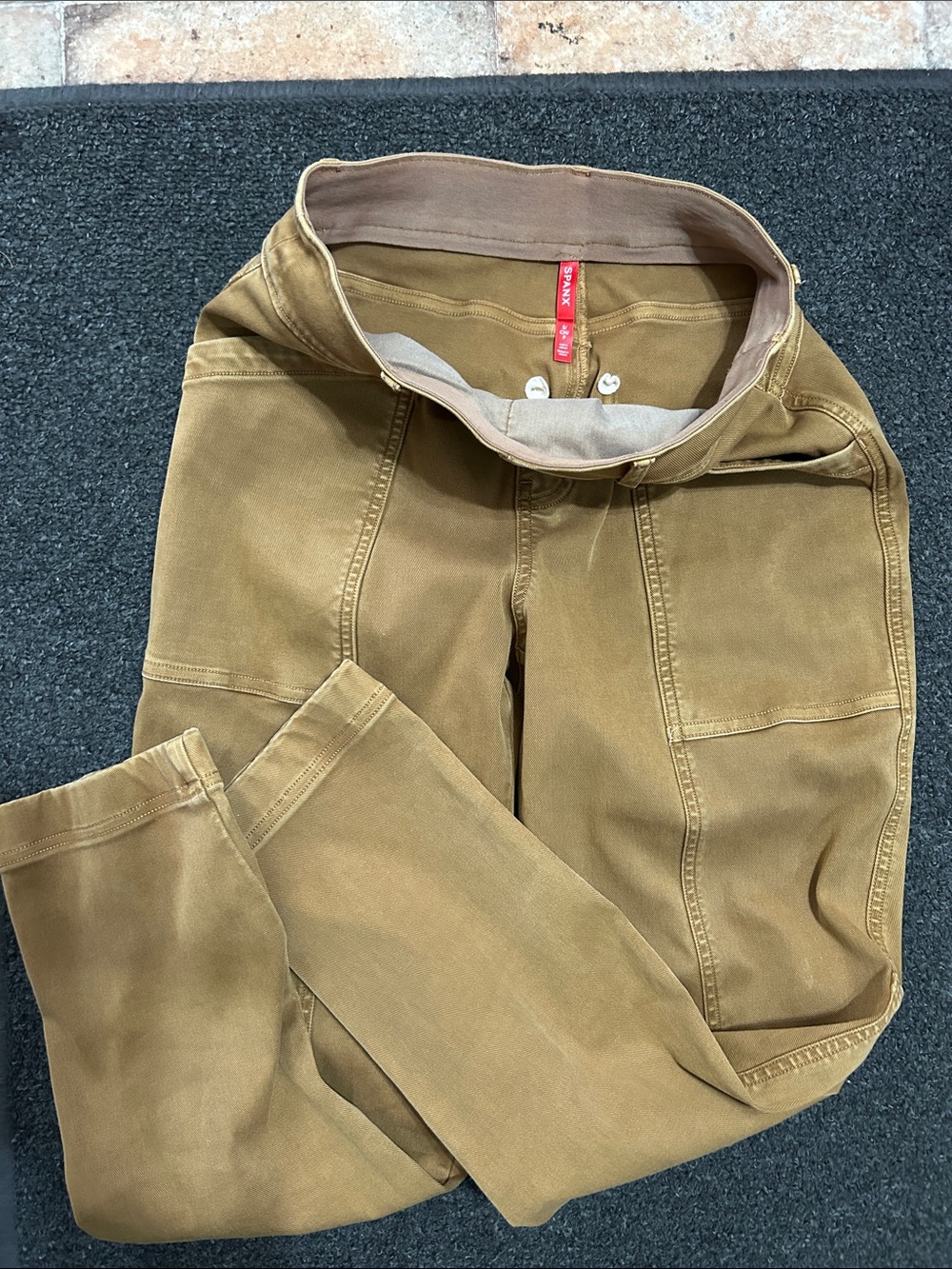 SPANX Straight Leg Jeans in Tan